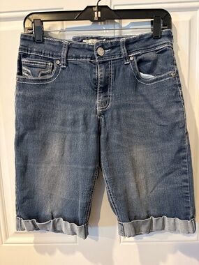 Women's Mid Wash Blue Denim Bermuda Shorts
